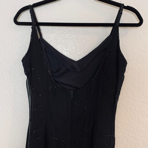 Vintage Rampage Silk Black Maxi Dress Size 7 Sequins Beads 90's Whimsy Goth Prom - Picture 9 of 14